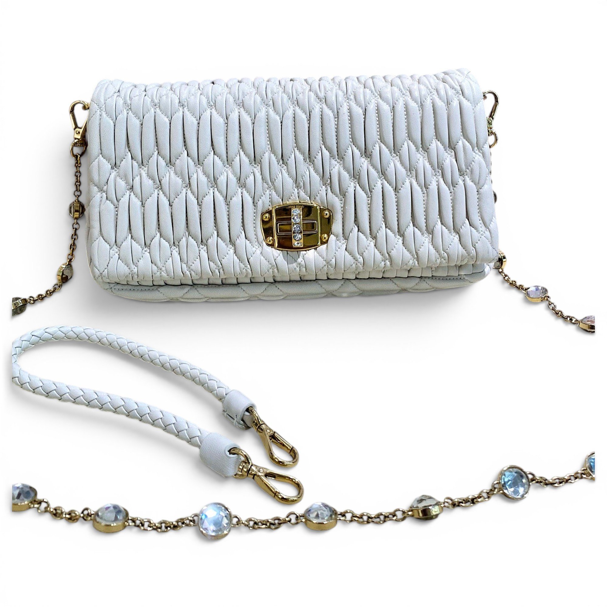 Miu Crystal leather handbag