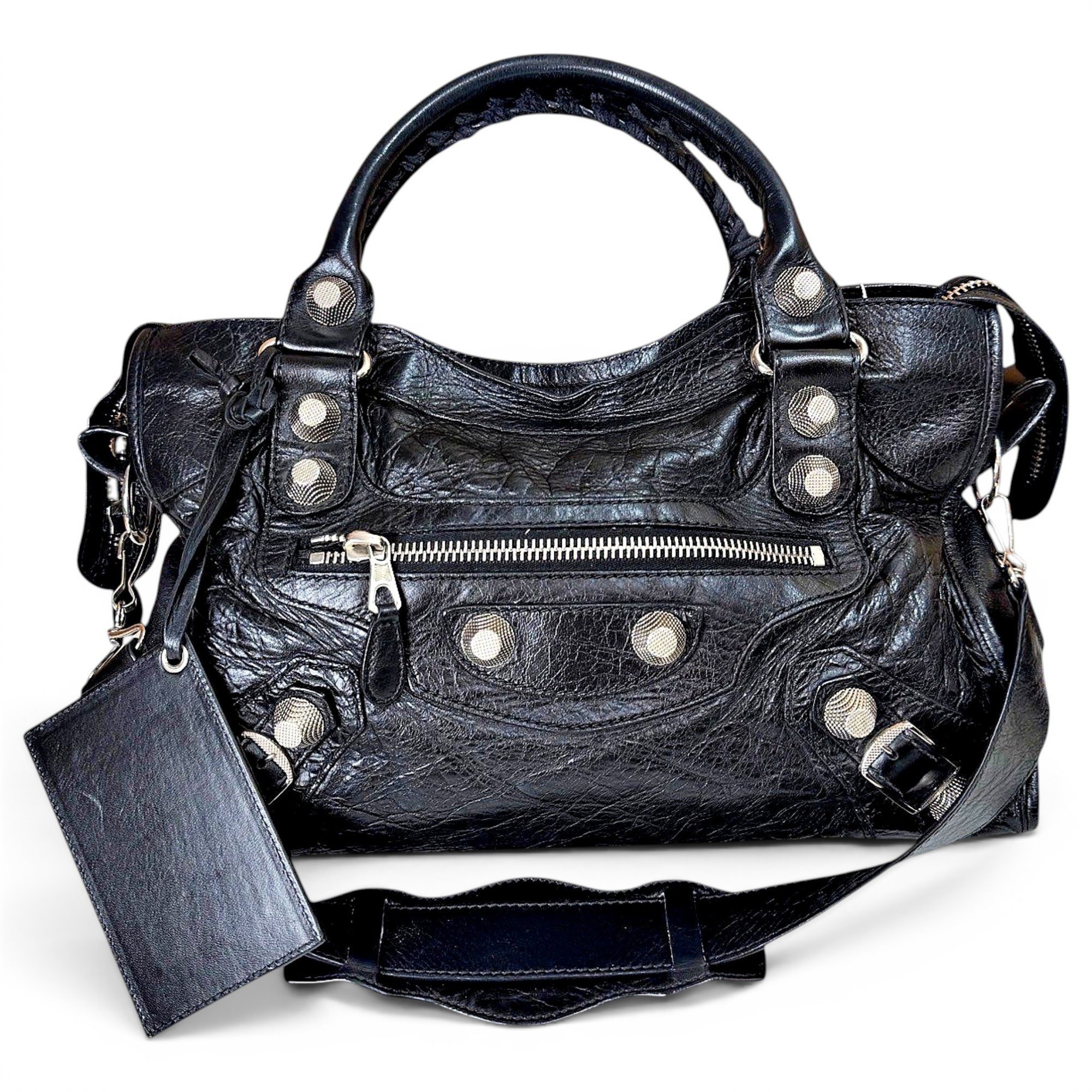 City leather handbag
