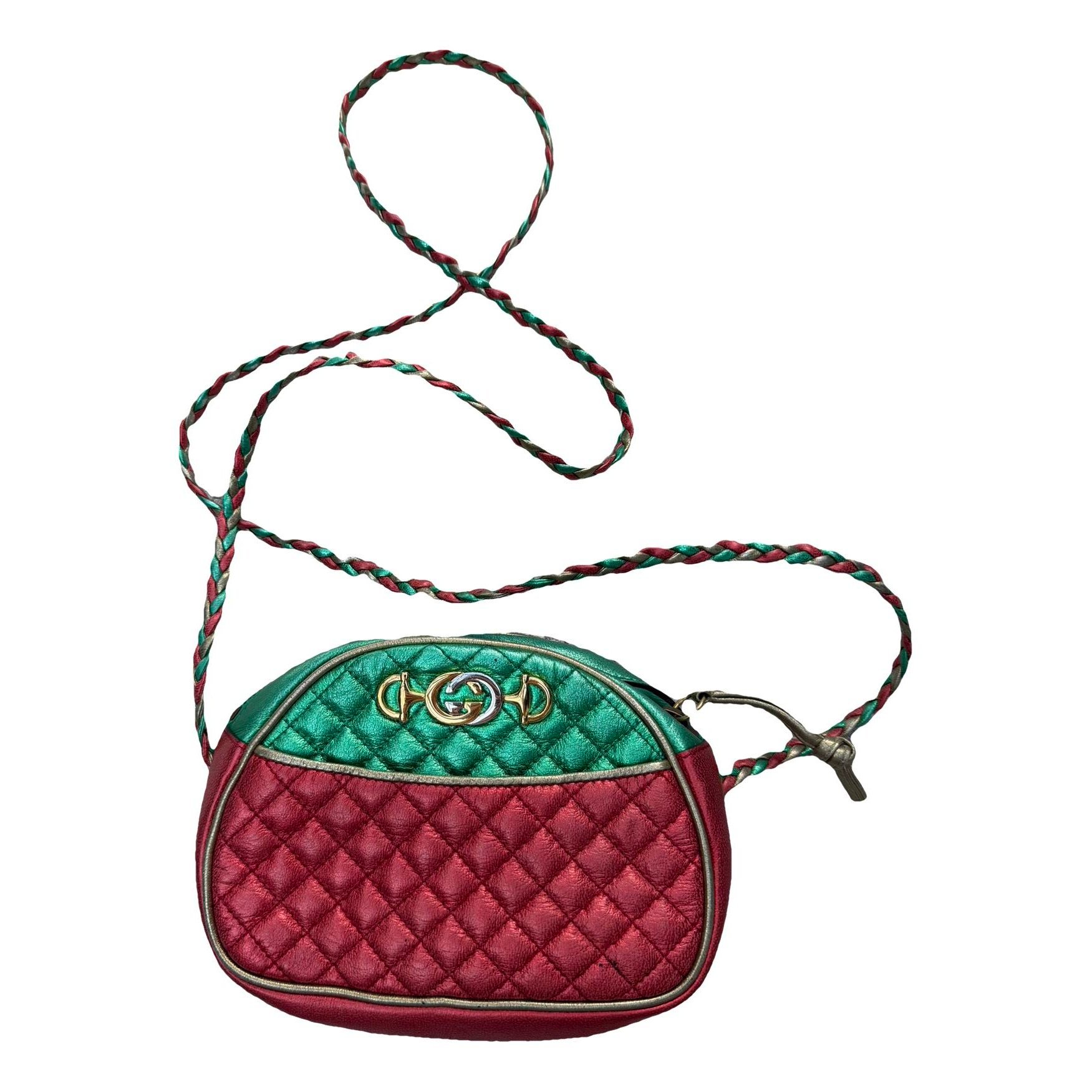 Laminated leather crossbody bag