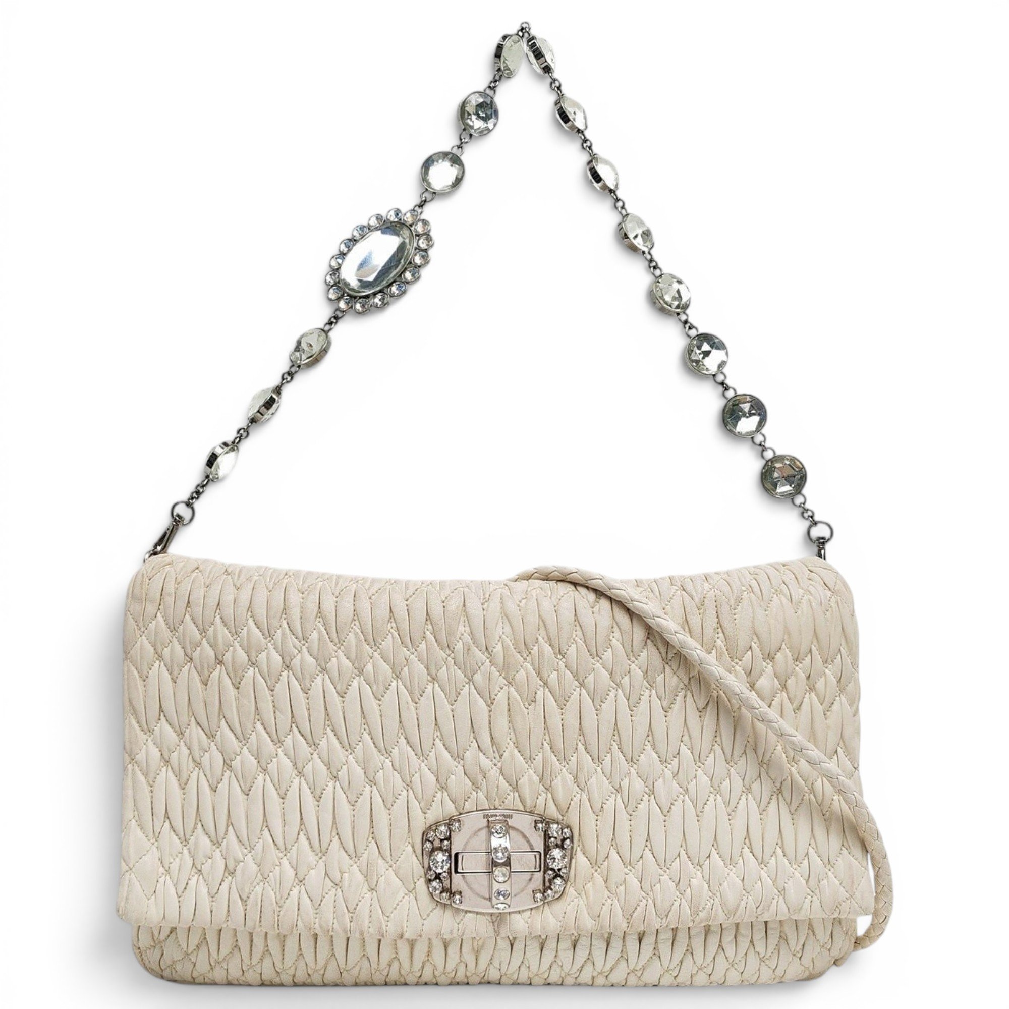 Miu Crystal leather handbag