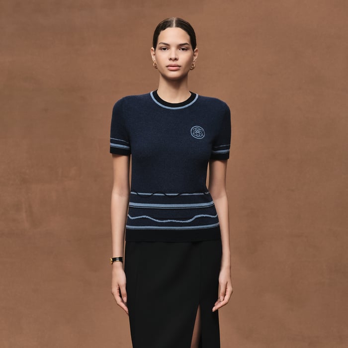 Bleu Lagune "Ex-libris" Short-sleeve Sweater