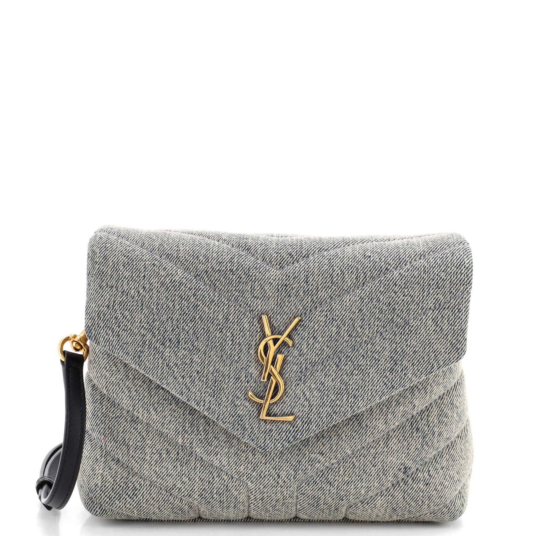 Loulou Shoulder Bag Matelasse Chevron Denim Toy