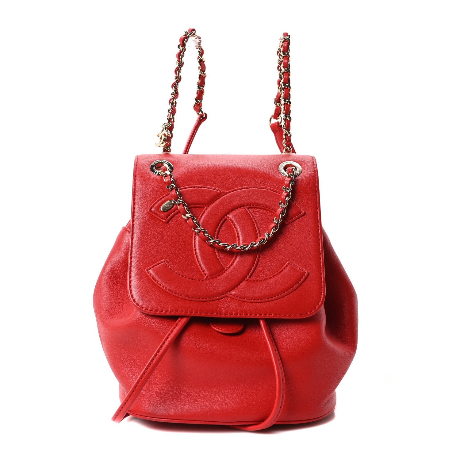 Chanel Lambskin CC Mania Backpack Red