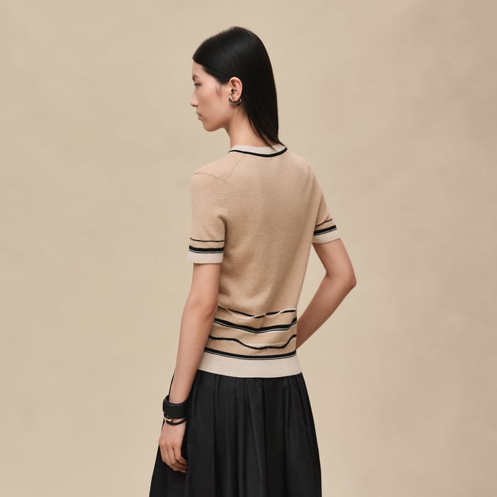 Beige Cajou "Ex-libris" Short-sleeve Sweater