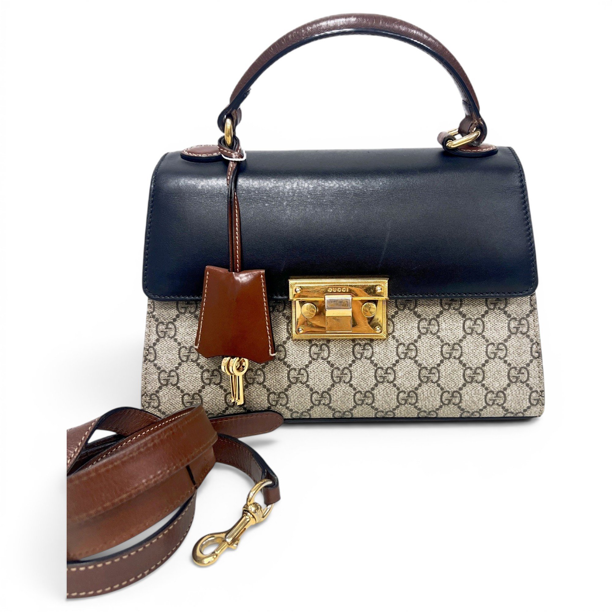 Padlock leather handbag