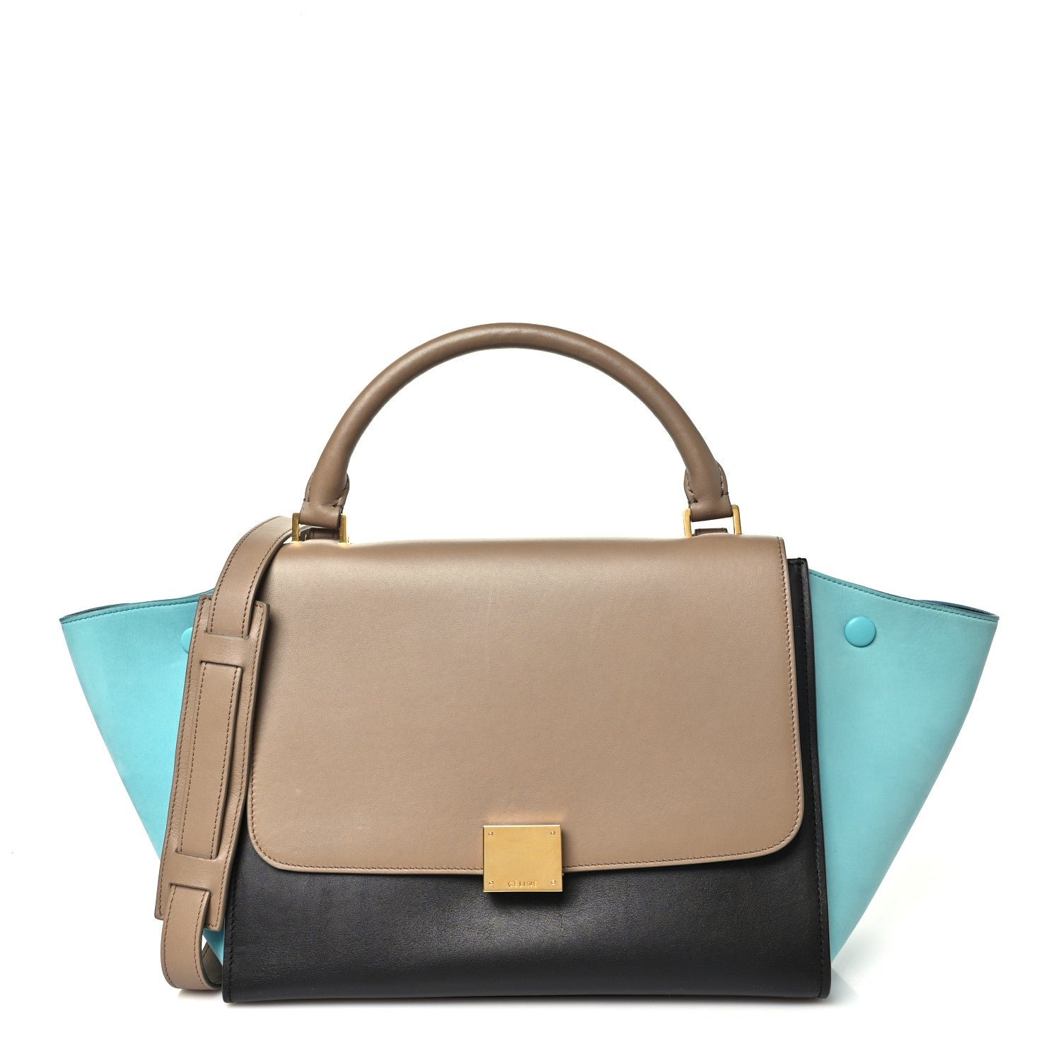 Celine Smooth Calfskin Nubuck Small Tri-Color Trapeze Taupe