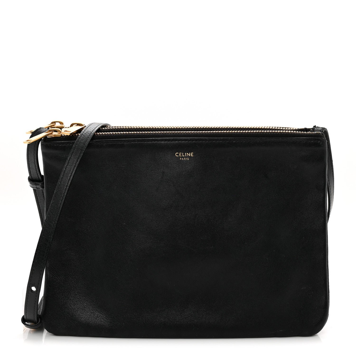 Celine Lambskin Small Trio Crossbody Bag Black