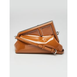 Fendi Brown Patent Leather Midi First Bag - 8BP137