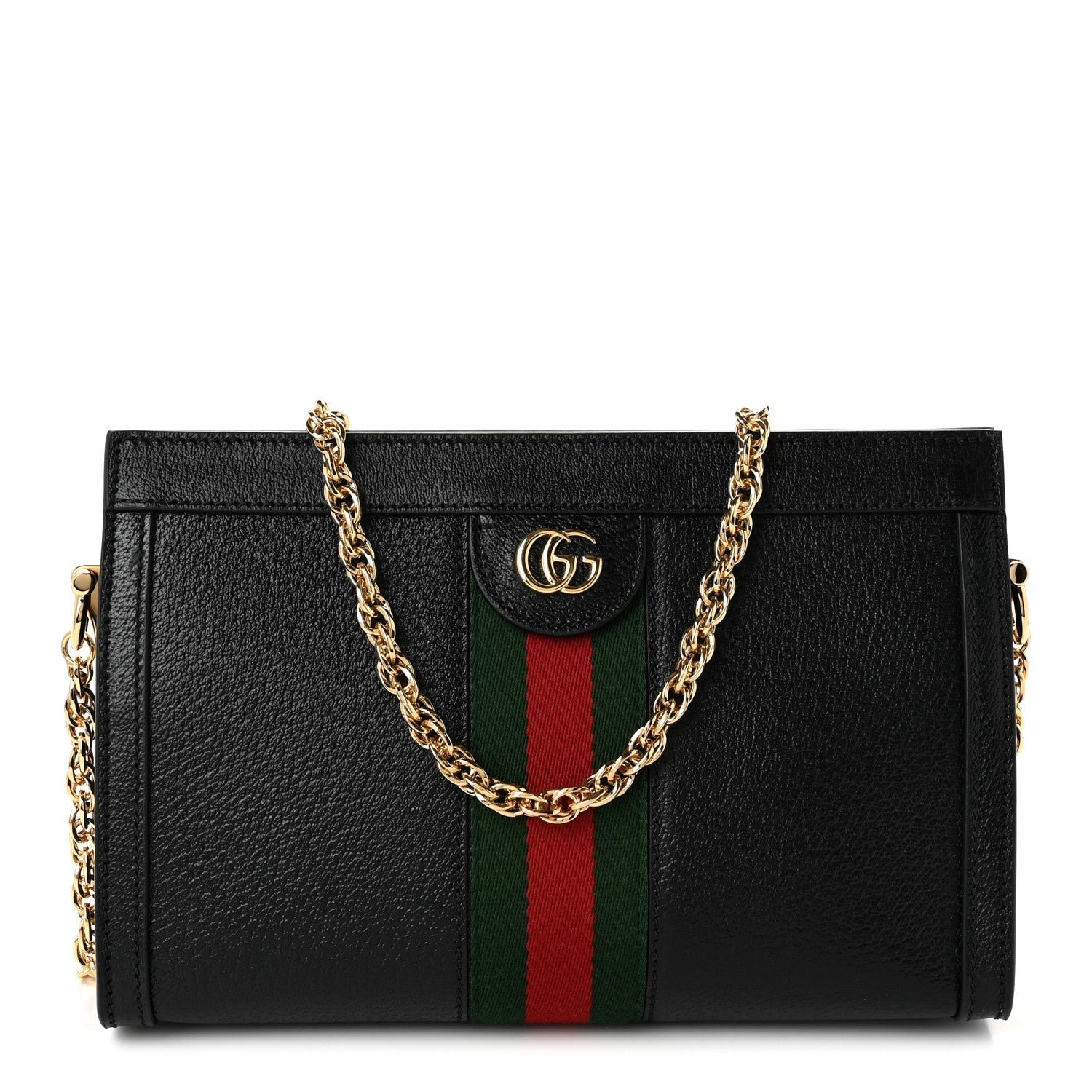 Calfskin GG Web Small Ophidia Chain Shoulder Bag Black