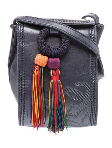 Leather Vintage navy Knot shoulder bag