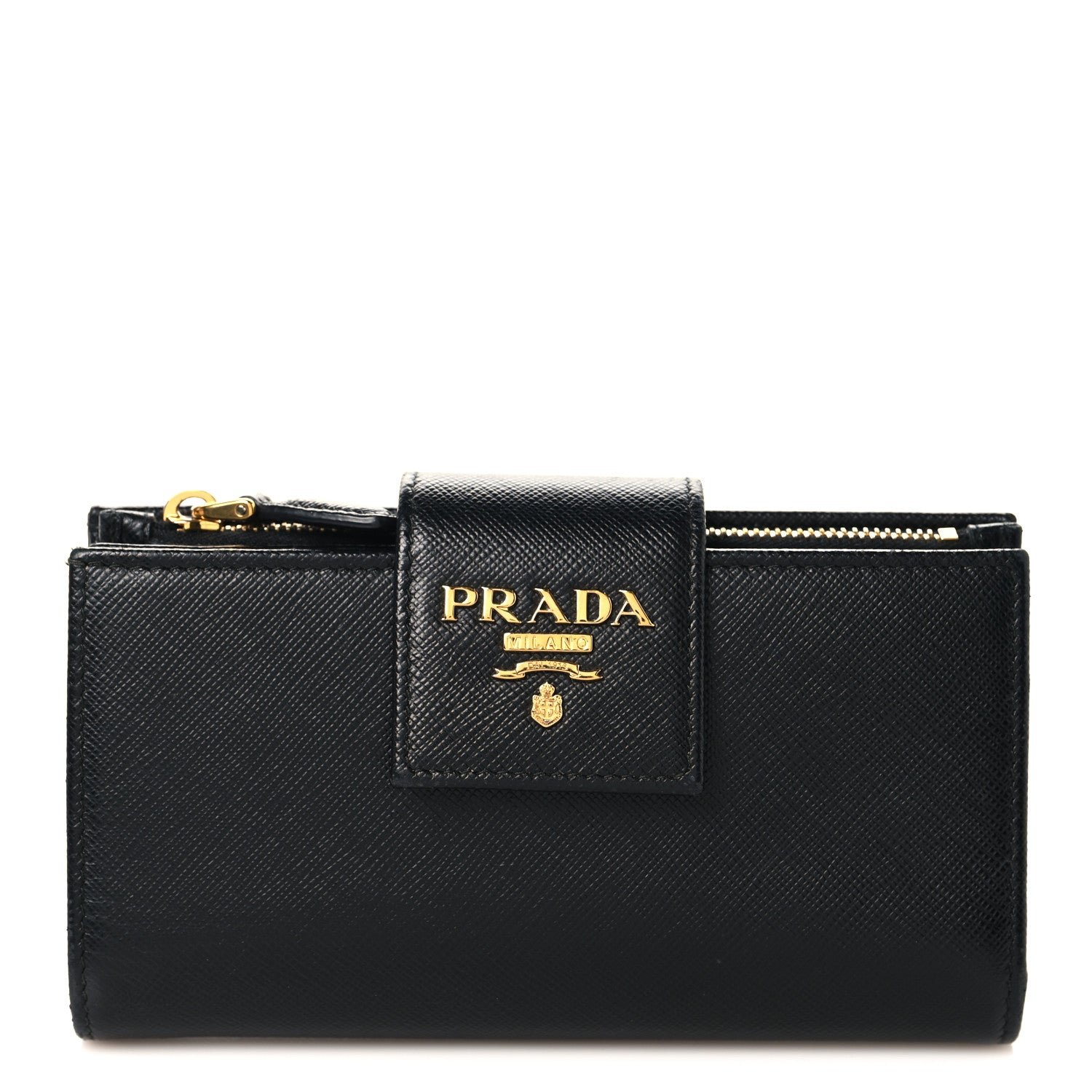Prada Saffiano Metal Tab Wallet Black