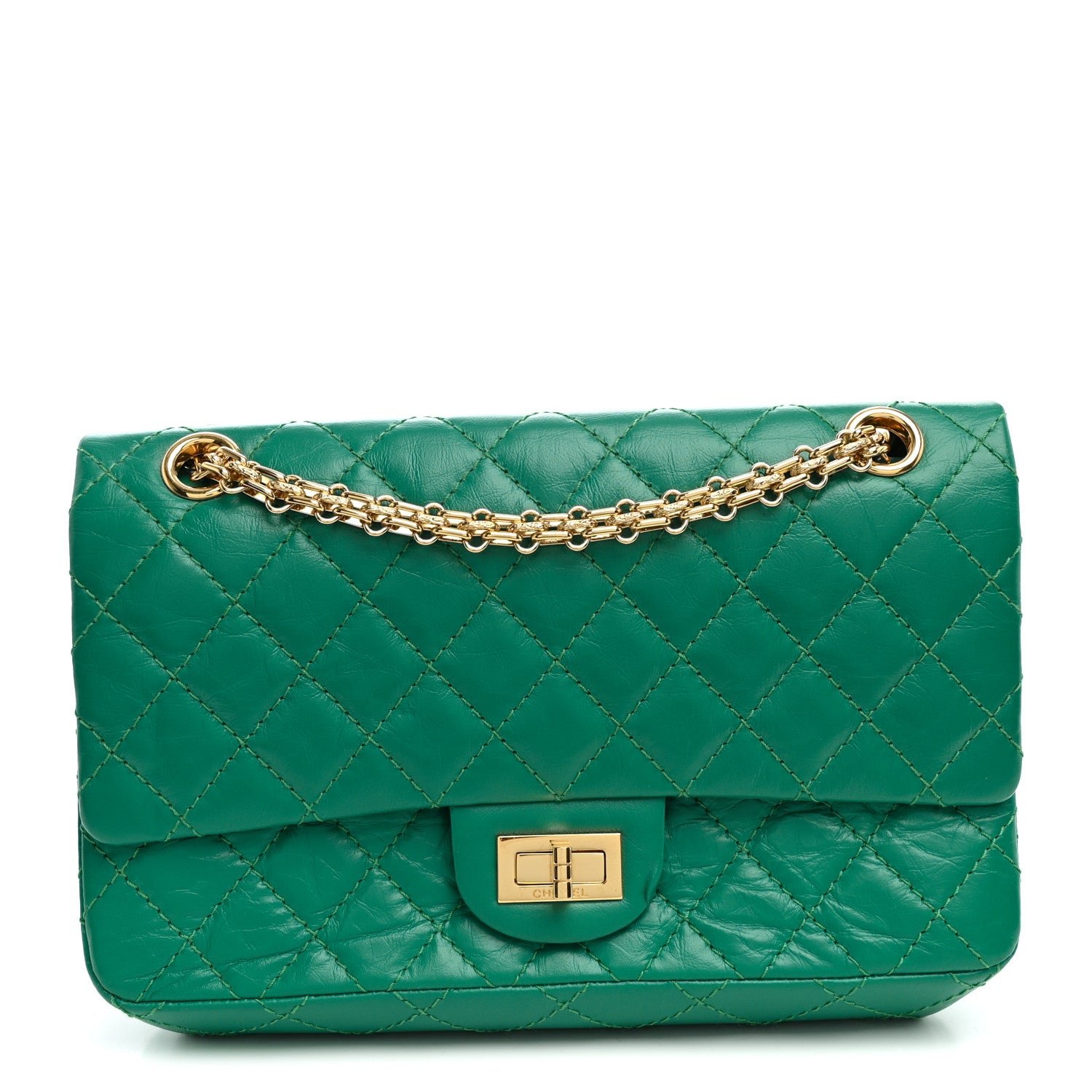 Chanel Aged Calfskin Quilted 2.55 Reissue 225 Flap Green