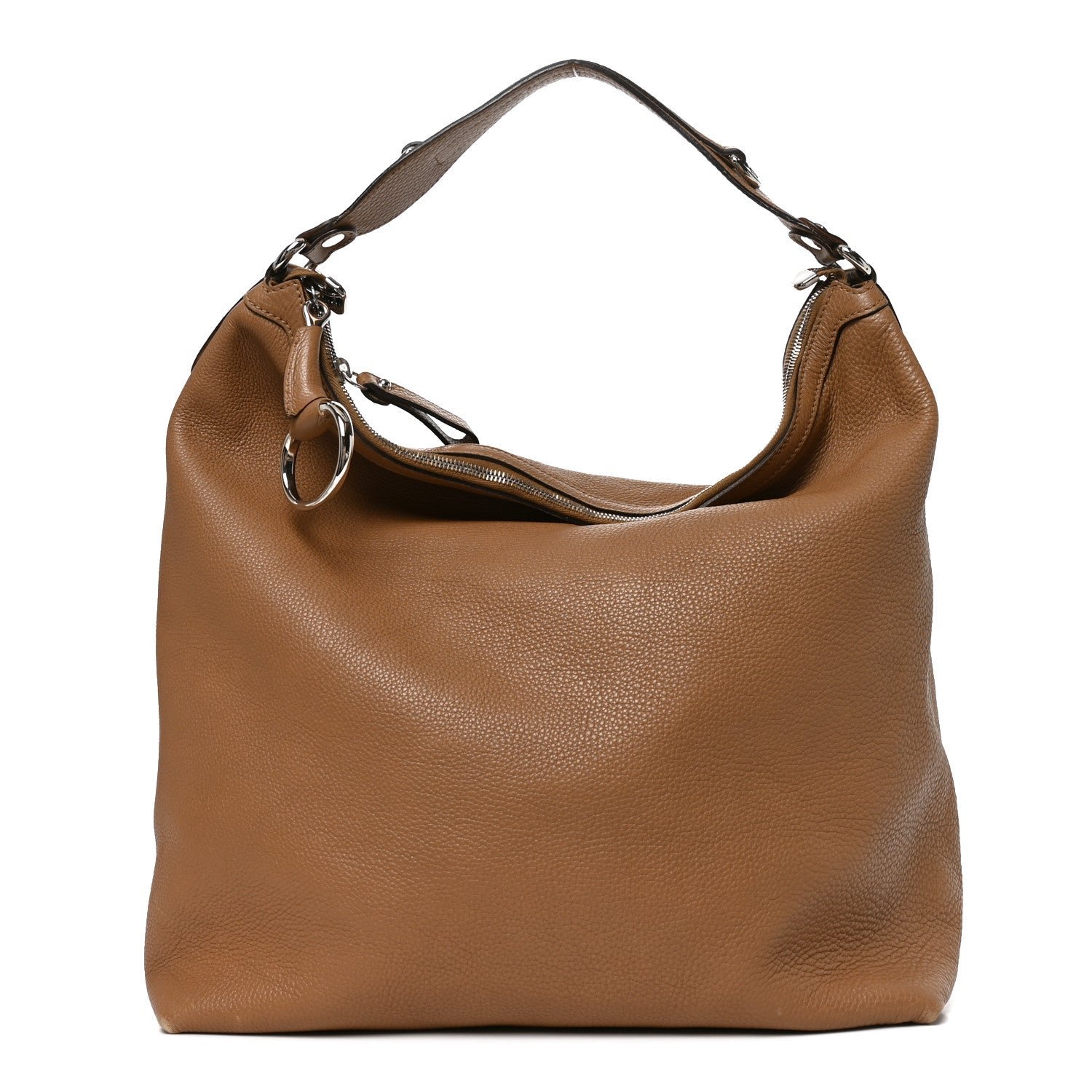 Gucci Pebbled Calfskin Large Icon Bit Hobo Beige