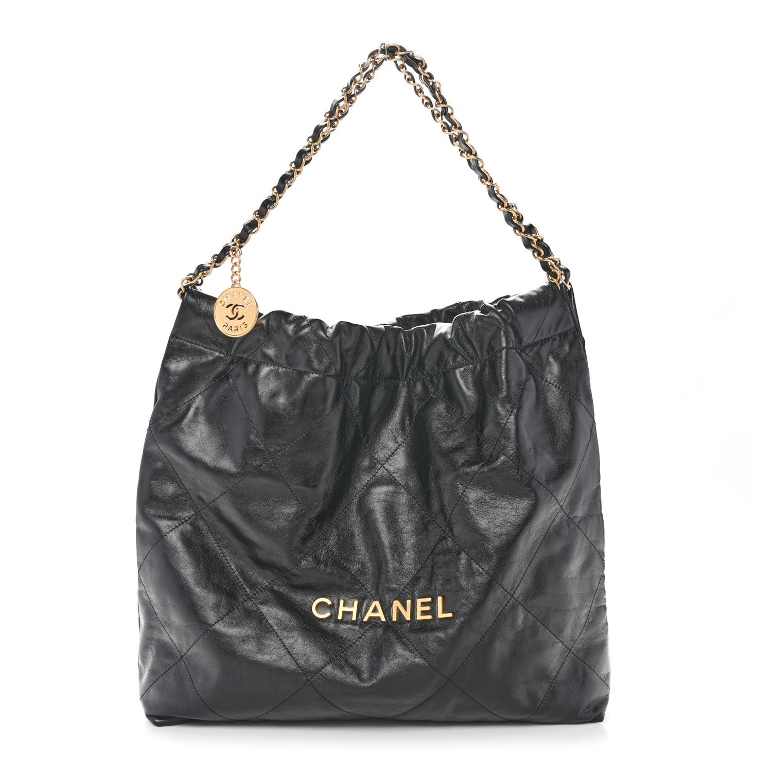 Chanel Shiny Calfskin Quilted Chanel 22 Black