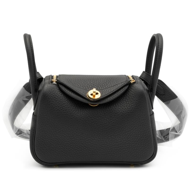 Hermes Black Clemence Mini Lindy II Gold Hardware, 2024