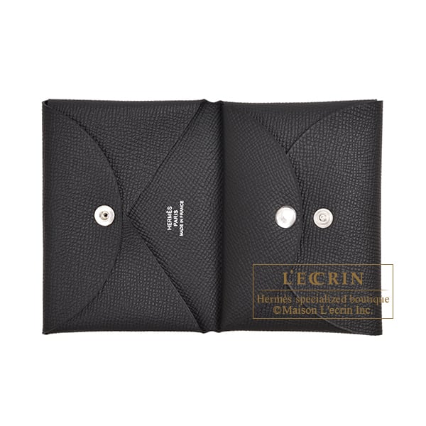 Hermes Calvi Duo Black Epsom leather Silver hardware
