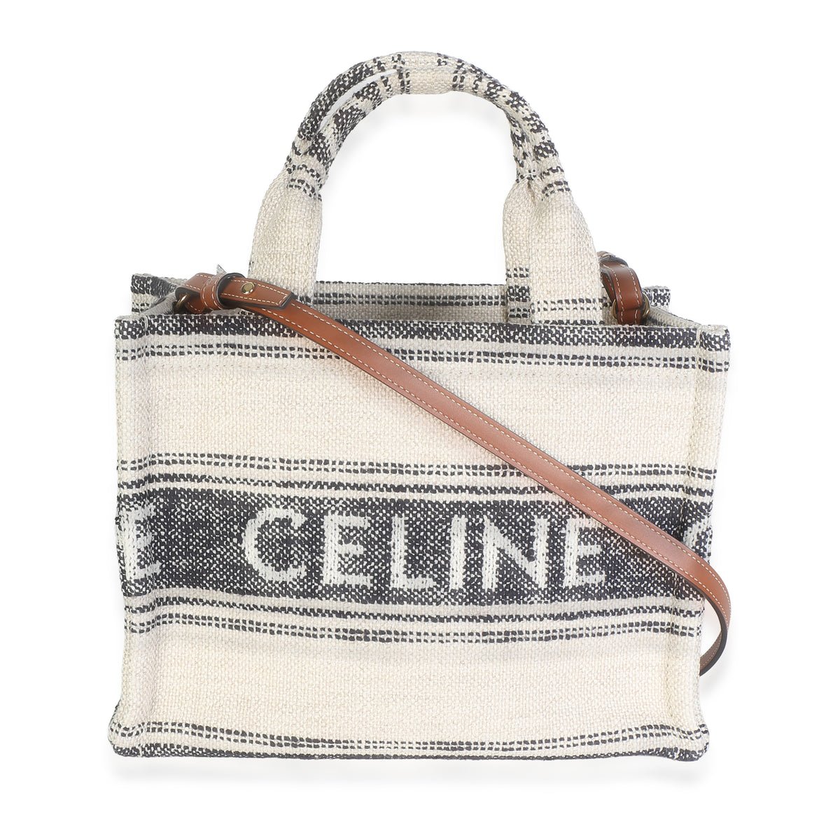 Black Beige Striped Jacquard Mini Cabas Thais Tote
