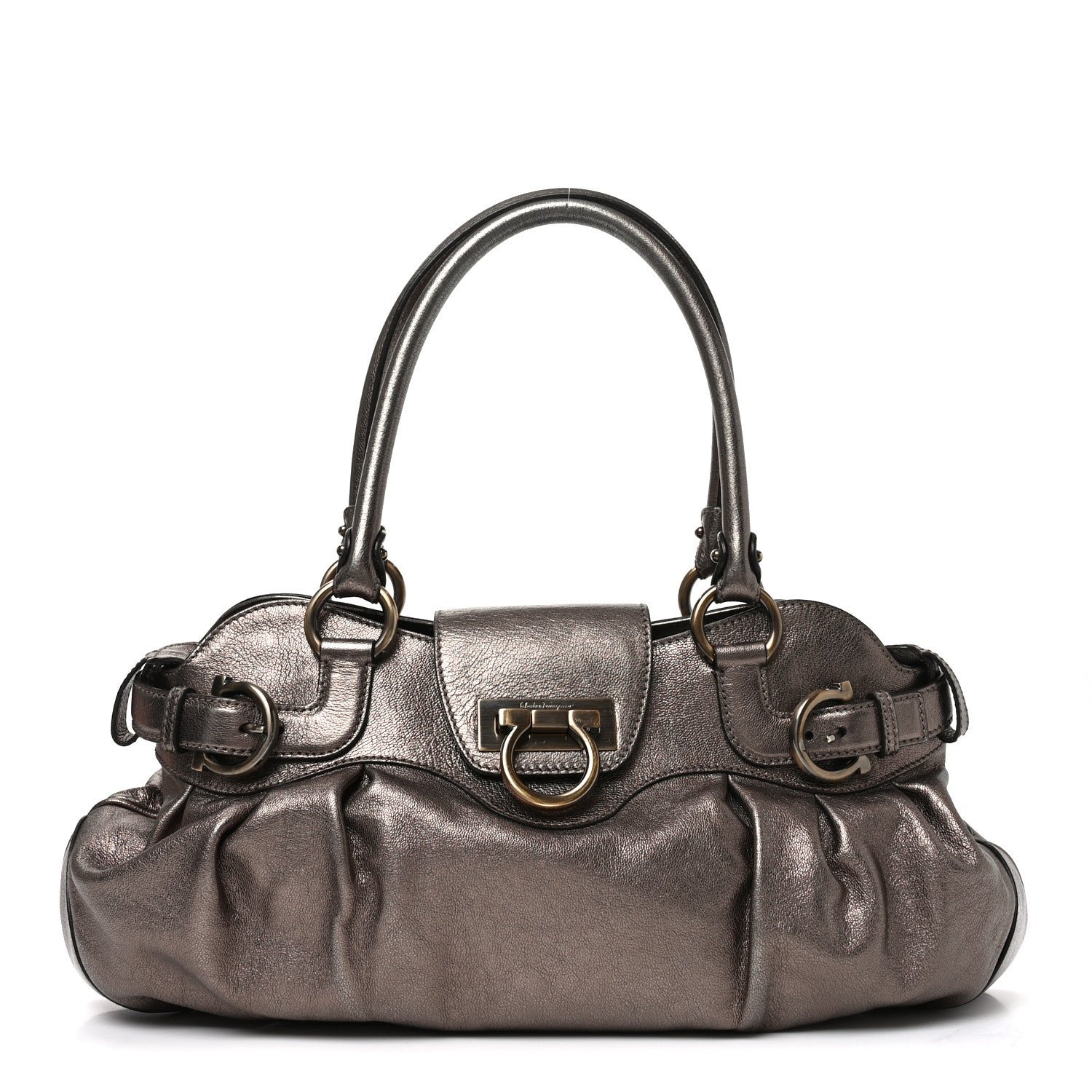 Salvatore Ferragamo Salvatore Ferragamo Calfskin Marisa Shoulder Bag Bronze