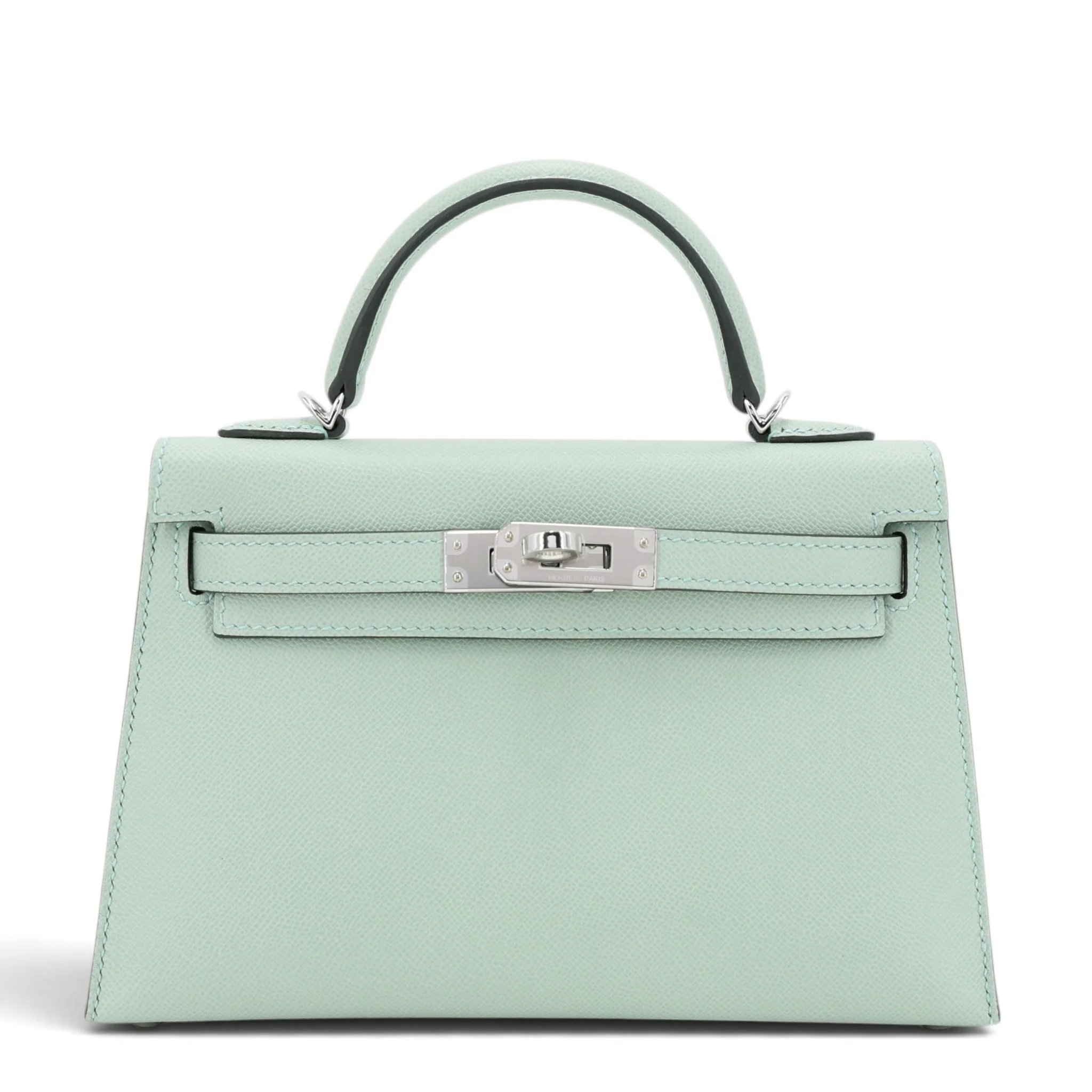 Brand New ( Rank N ) HERMÈS Mini Kelly II Vert d’Eau (6U) Madame Palladium hardware G (2026)