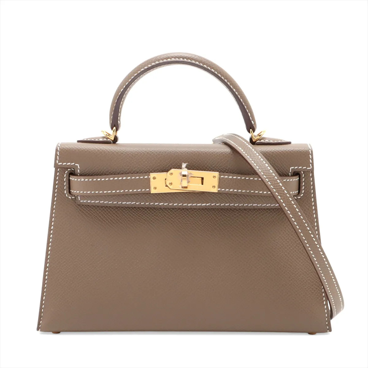 Hermès mini kelly 2 20 Serie Veau Epsom Etoupe Gold Metal Fittings