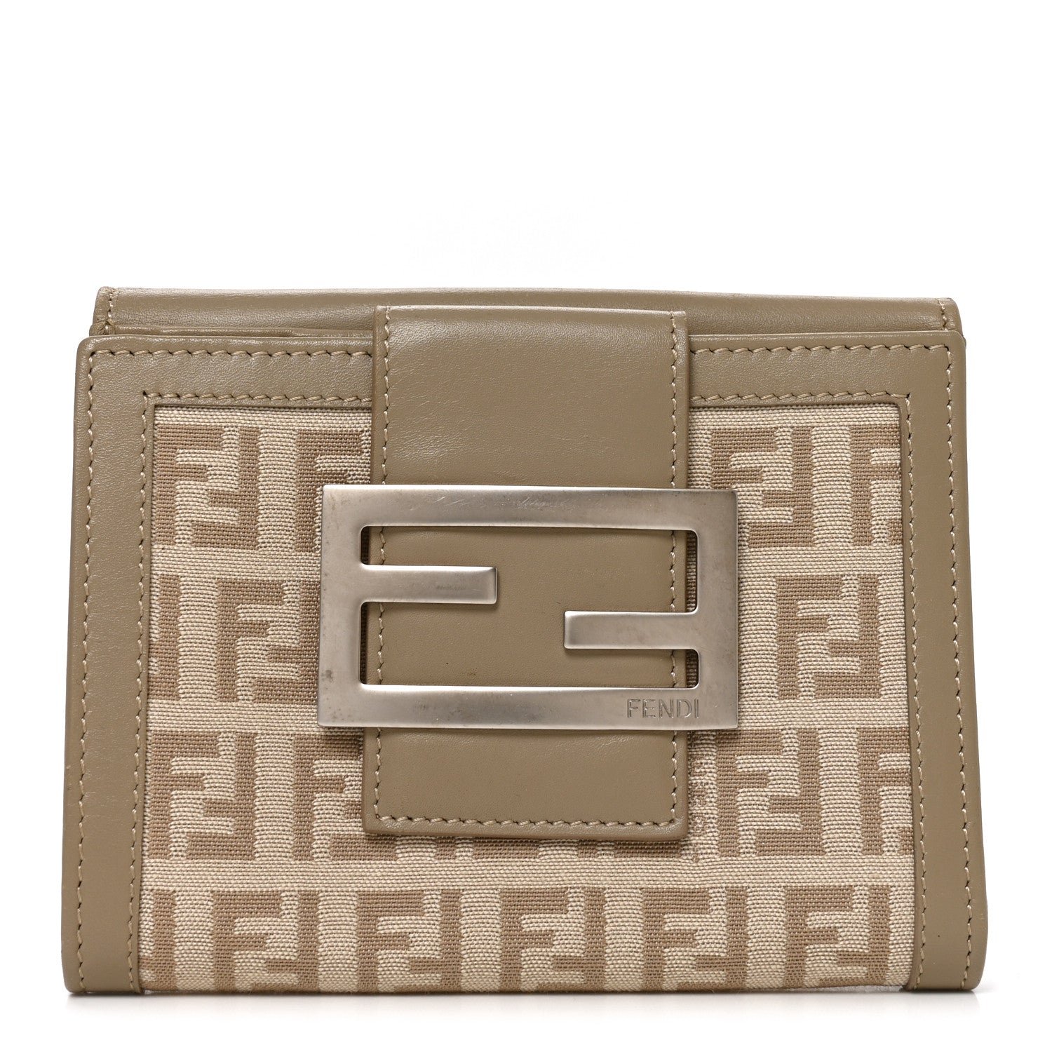 Fendi Zucchino Compact Wallet Tortora Pietra