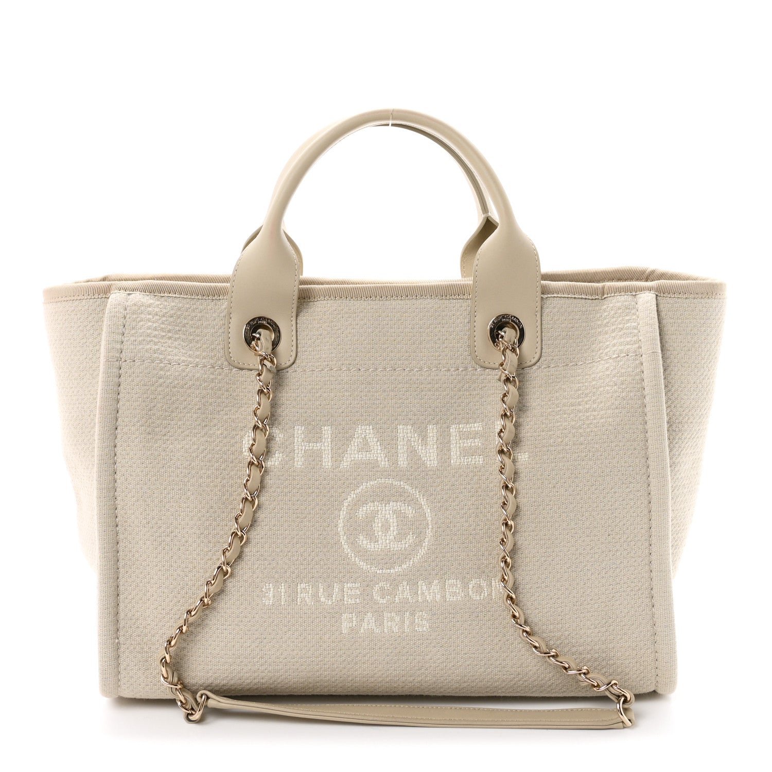 Chanel Mixed Fibers Small Deauville Tote Beige