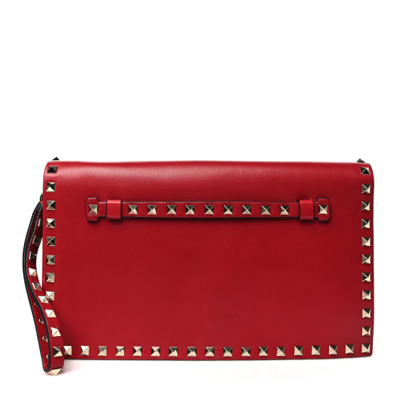 Valentino Garavani Nappa Rockstud Wristlet Clutch Rosso Valentino