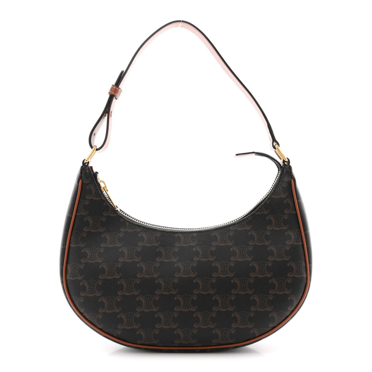 Celine Triomphe Canvas Calfskin Ava Shoulder Bag Tan