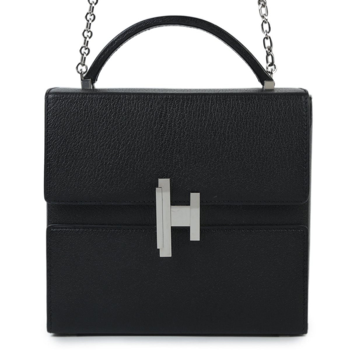 Very Good ( Rank A) HERMÈS Cinhetic Box Black (89) Chevre Palladium hardware