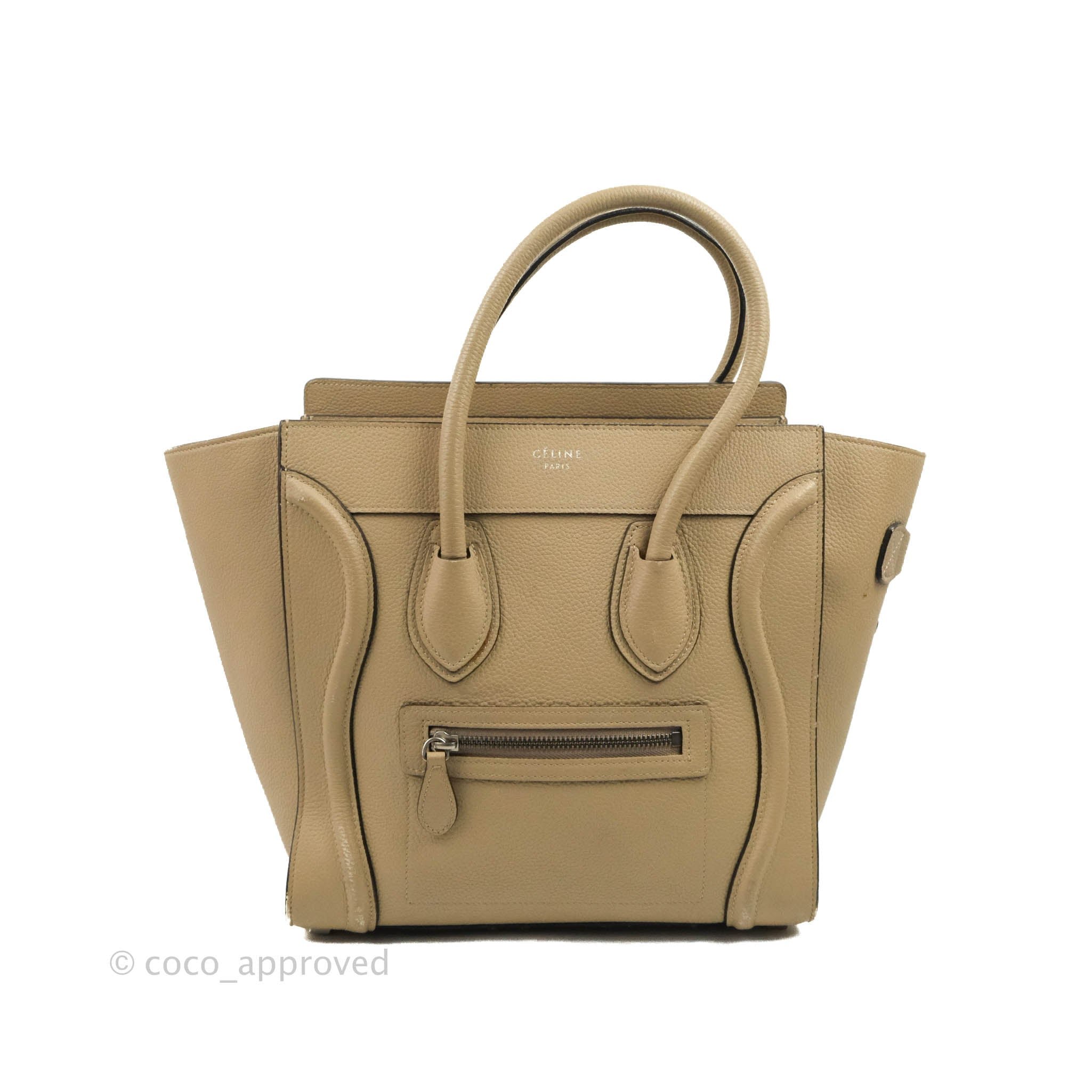 Celine Micro Luggage Handbag Dune Grained Calfskin