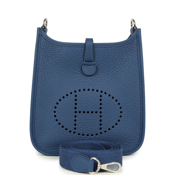 Hermes Hermes Evelyne TPM Bleu Tie Clemence Palladium Hardware