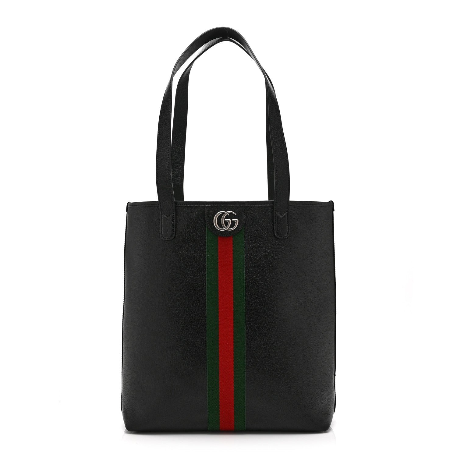 Gucci Textured Dollar Calfskin Web Medium Ophidia Tote Bag  Black