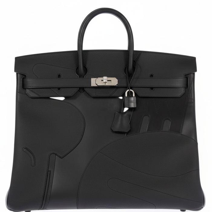 Hermes Hermès HAC 50 en Selle Noir Togo/Swift/Box Palladium Hardware