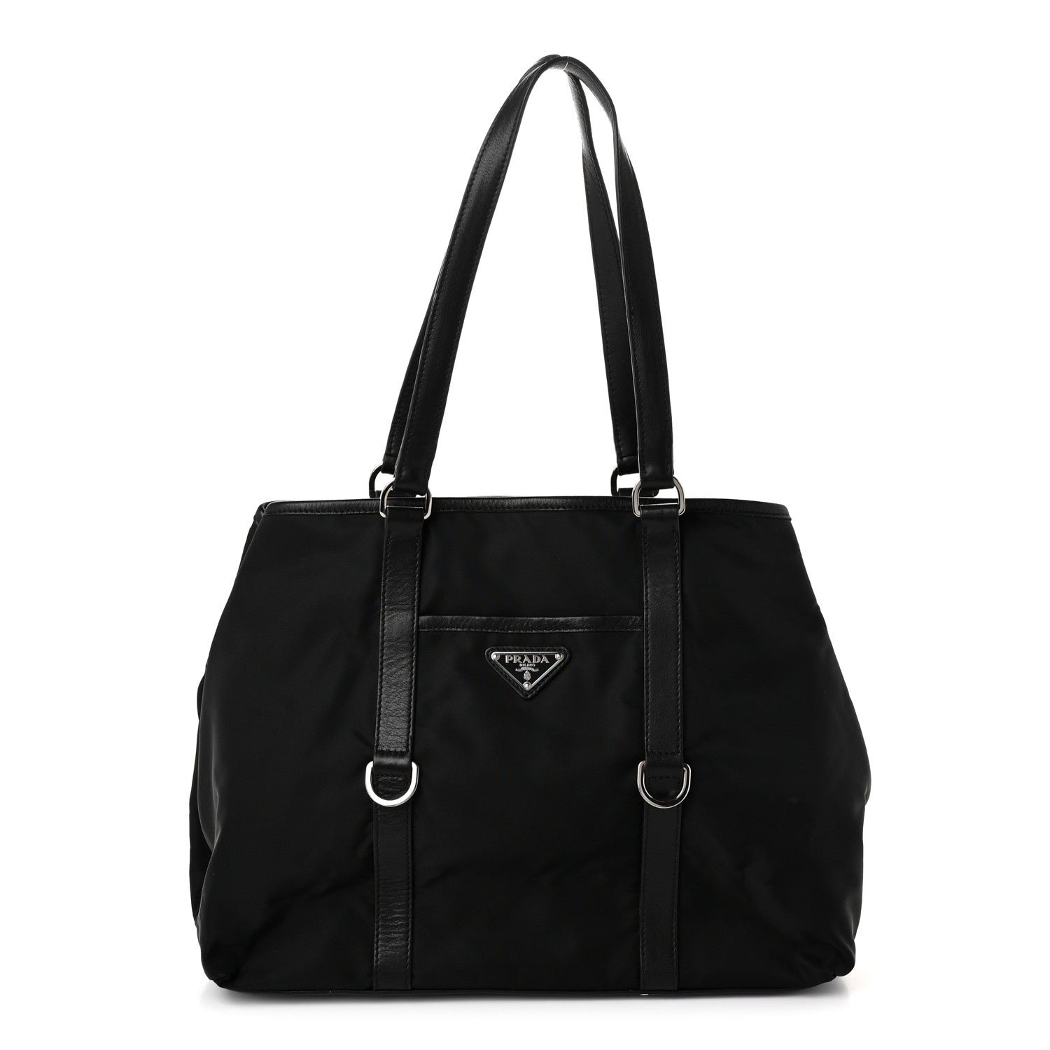 Prada Tessuto Nylon Vitello Tote Black
