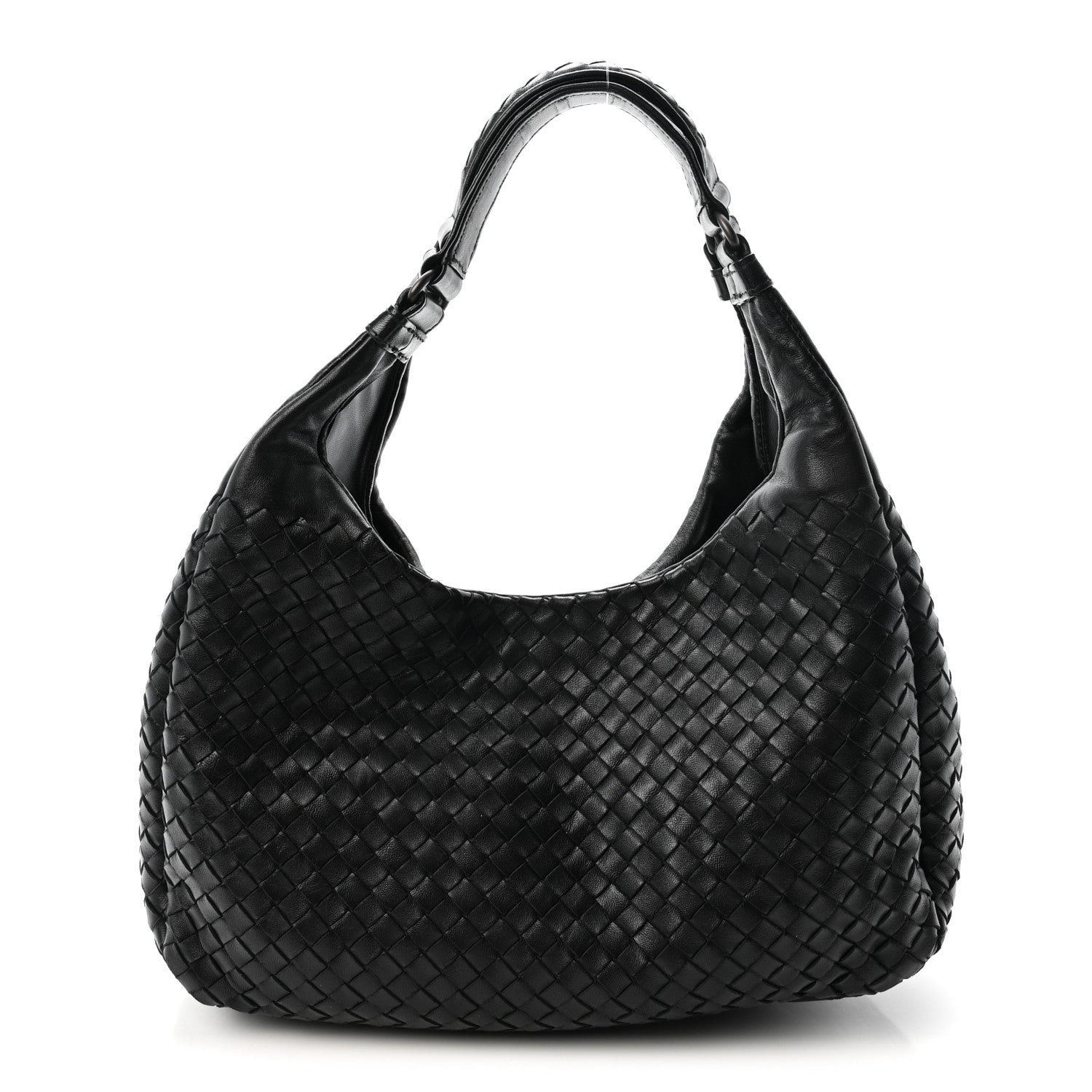 Bottega Veneta Nappa Intrecciato Medium Campana Shoulder Bag Black