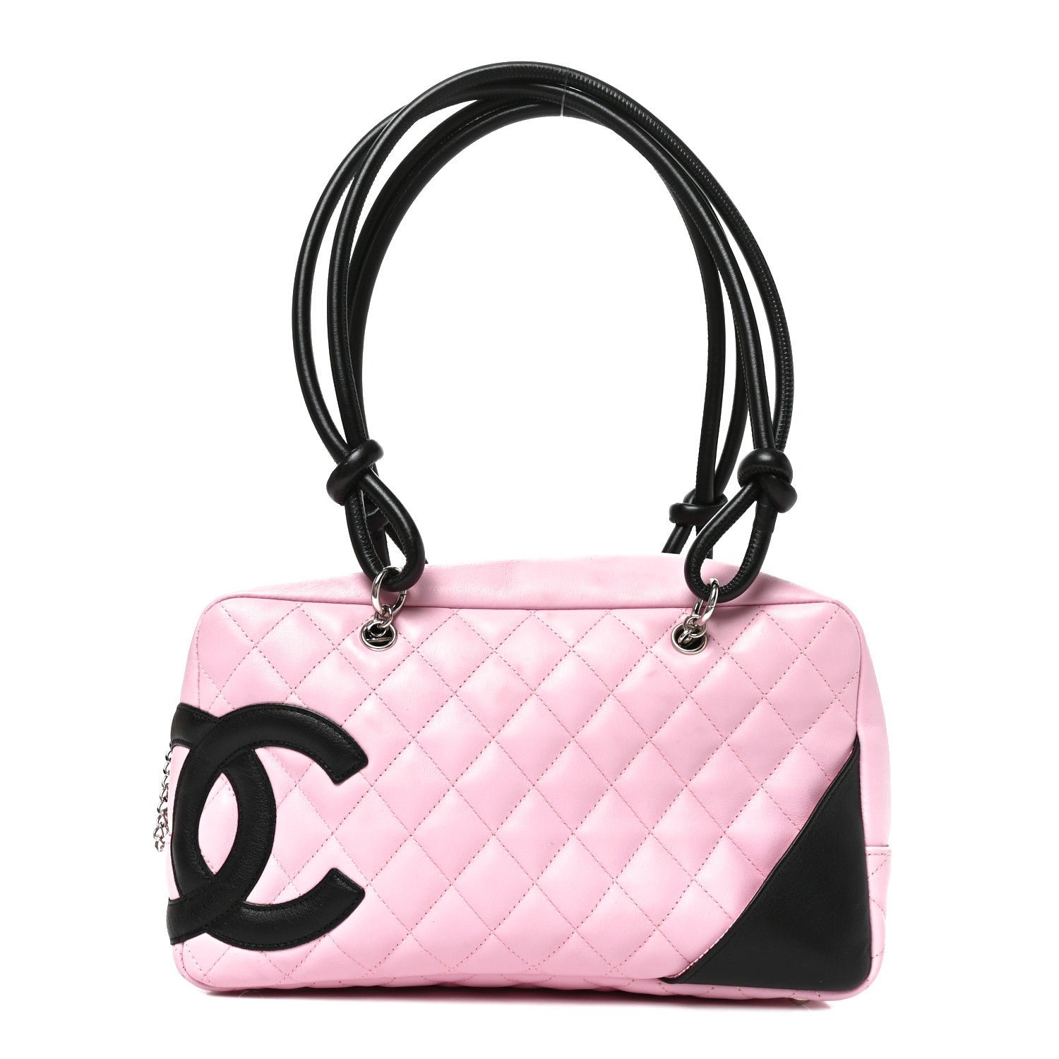 Chanel Calfskin Quilted Large Cambon Bowler Pink Black