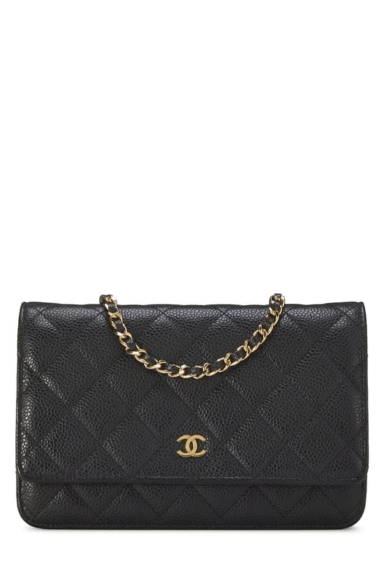 Black Quilted Caviar Classic Wallet on Chain (WOC)