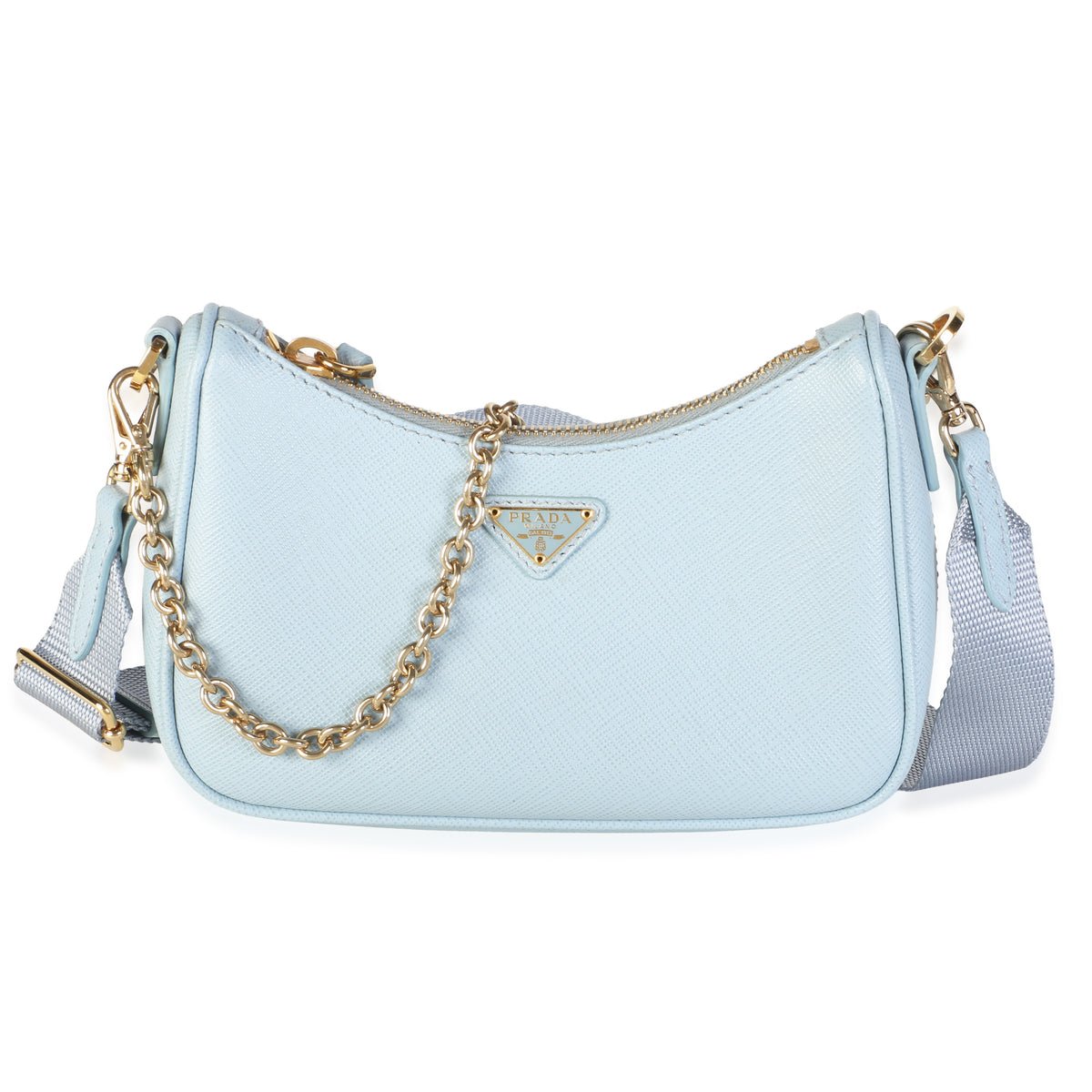 Celeste Blue Saffiano Lux Mini Re-Edition 2005 Shoulder Bag