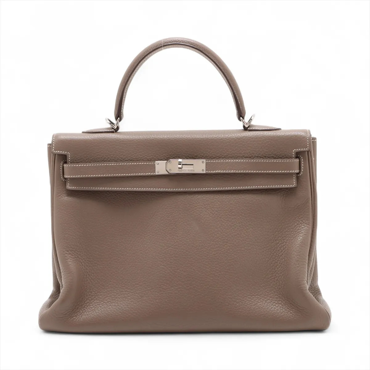 Hermès Kelly 35 Le Tournay Taurillon Clemence Etoupe Silver Metal Fittings