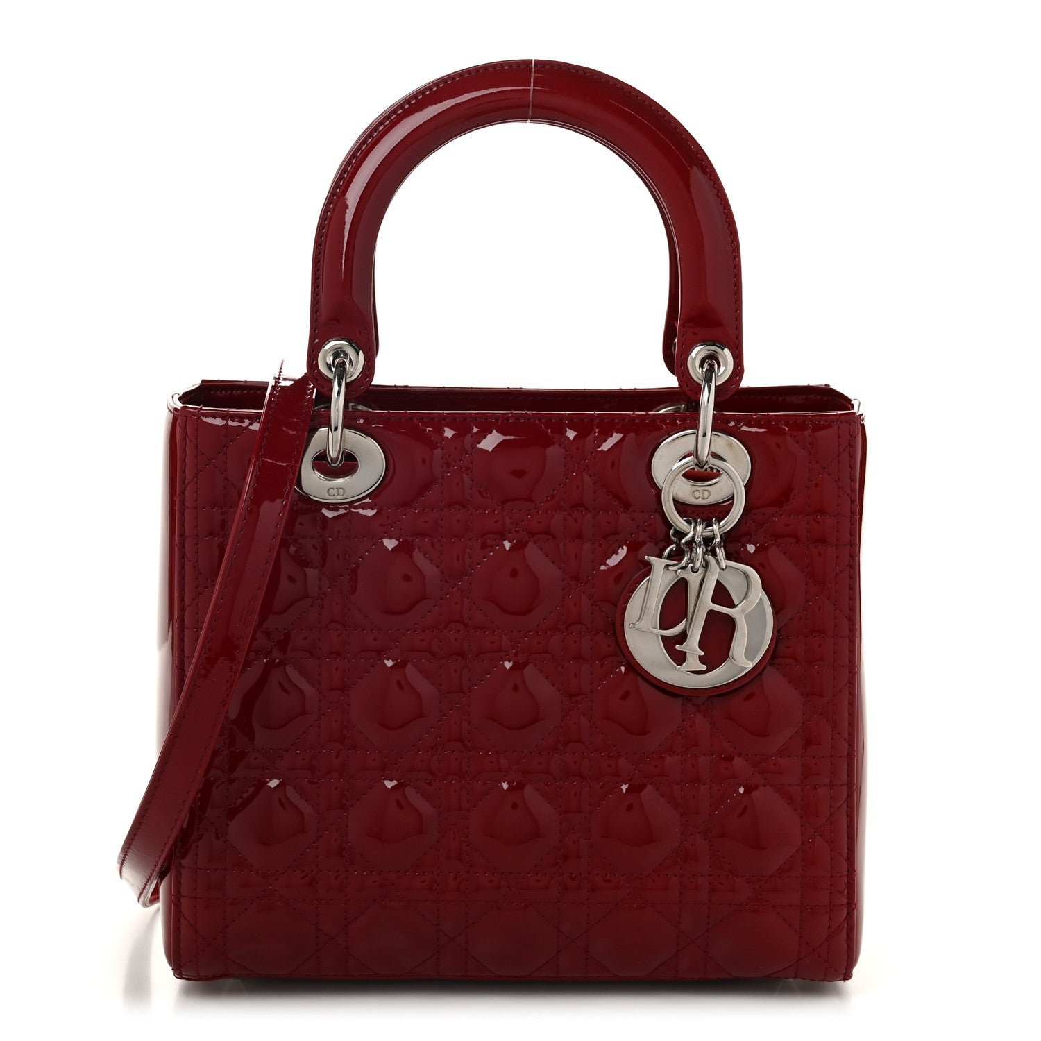 Christian Dior Patent Cannage Medium Lady Dior Red