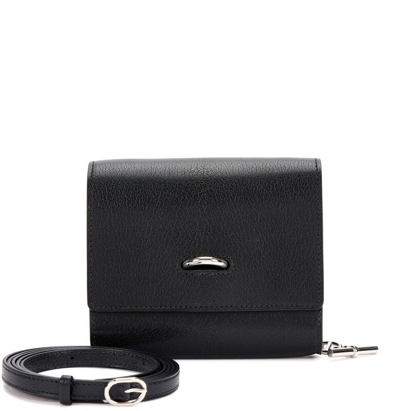 Hermes Black Chamkila Chaine d'ancre Compact Wallet Palladium Hardware, 2023