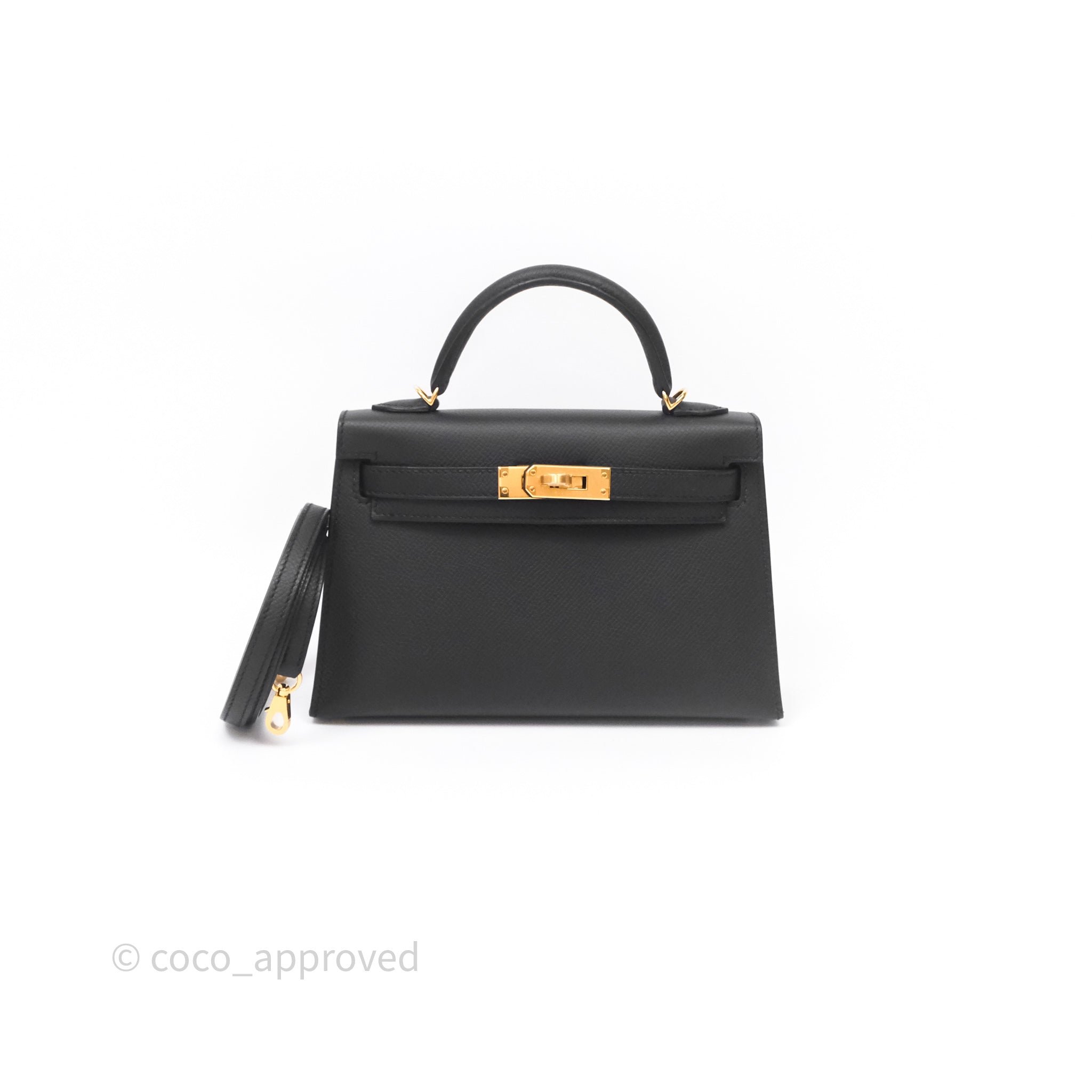 Hermès Mini Kelly Black Epsom Gold Hardware