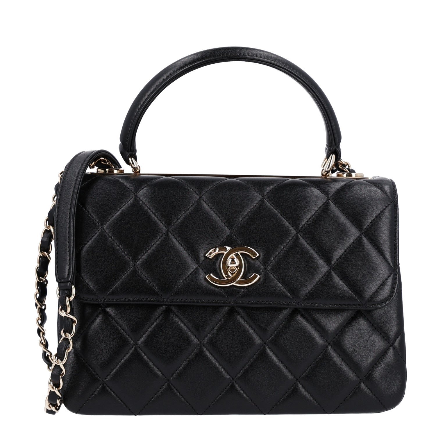Chanel Lambskin Quilted Small Trendy CC Dual Handle Flap Bag Black