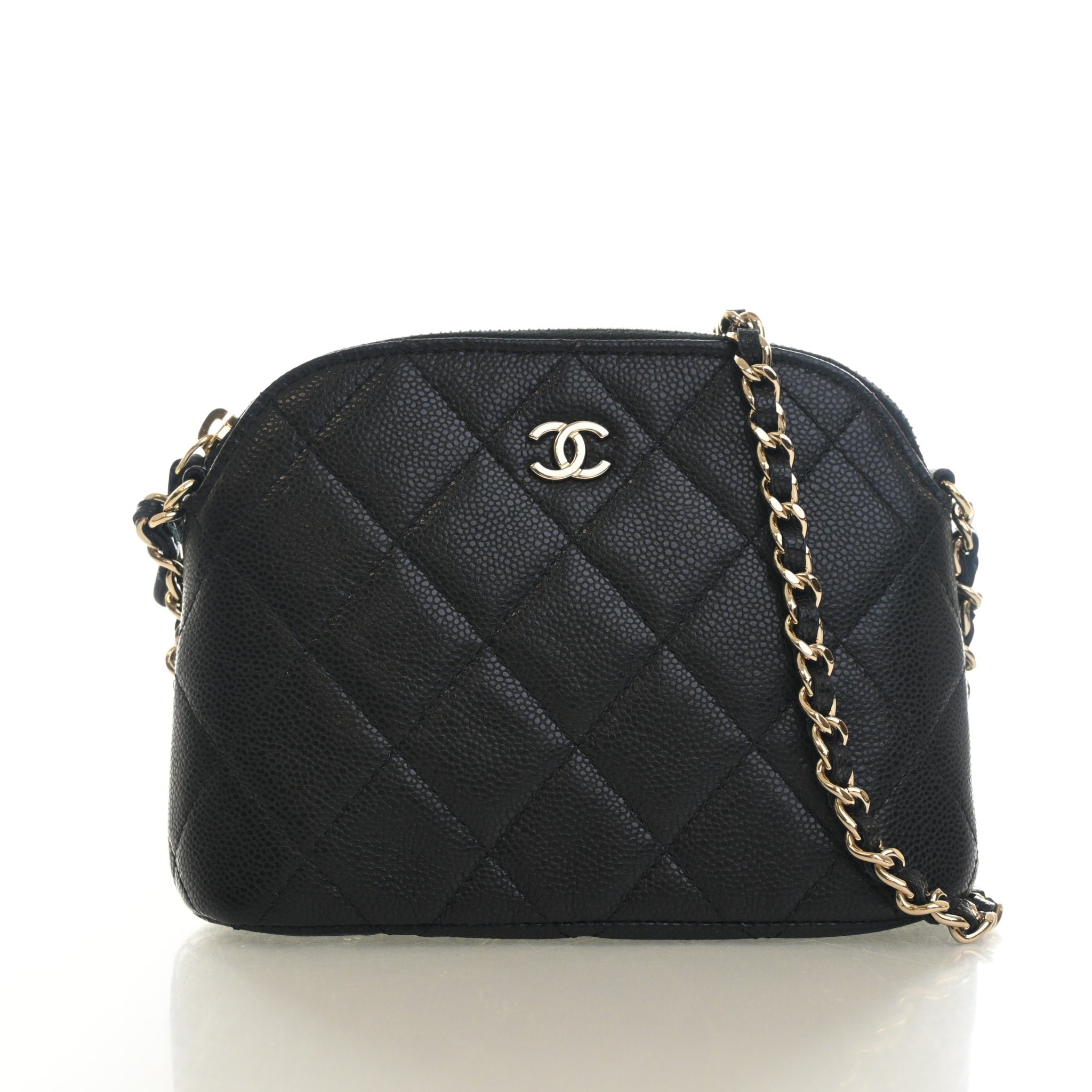 Chanel Mini Caviar Classic Cluth With Chain
