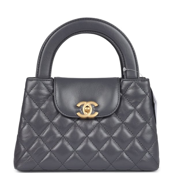 Chanel Small Kelly Shopper Dark Grey Shiny Aged Calfskin Brushed Gold Hardware