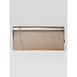 Dior Christian Dior Gold Micro Cannage Quilted Patent Leather Lady Dior Croisiere Wallet On Chain Clutch Bag