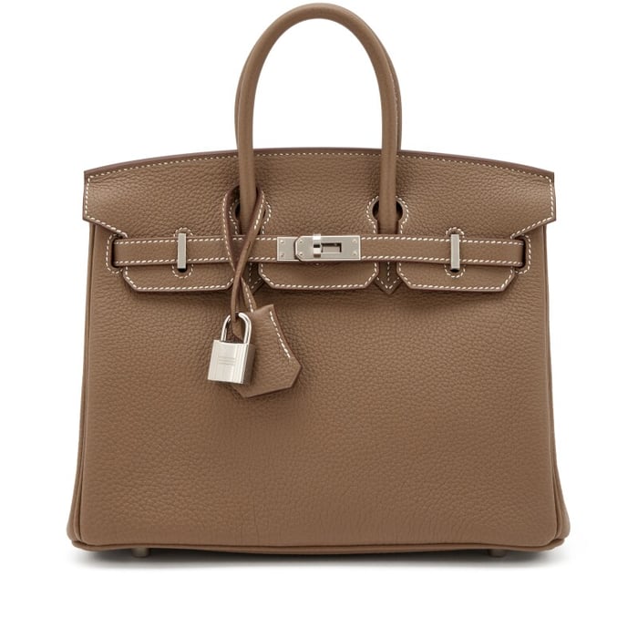 Hermes Etoupe Togo Birkin 25 Palladium Hardware