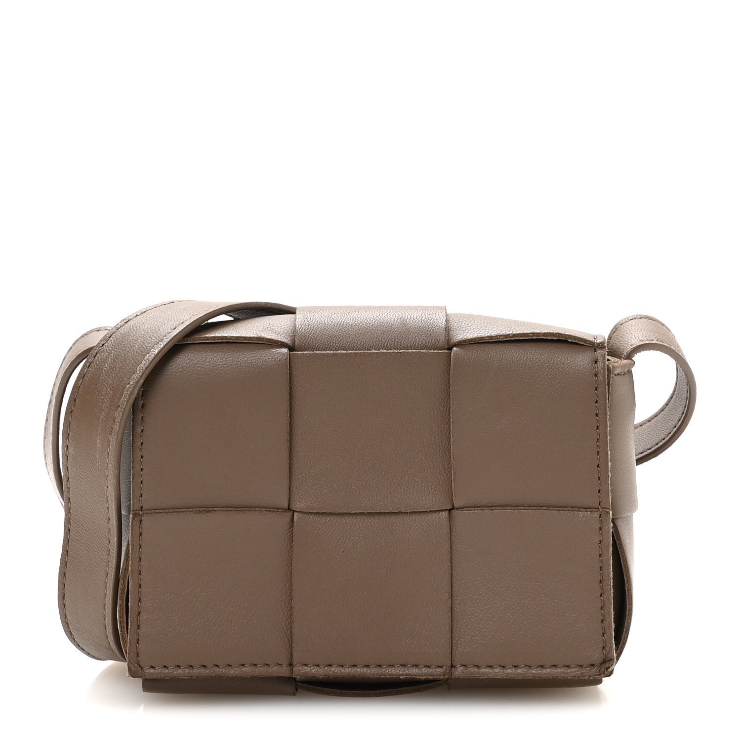 Bottega Veneta Lambskin Maxi Intrecciato Extra Mini Cassette Crossbody Bag Acorn