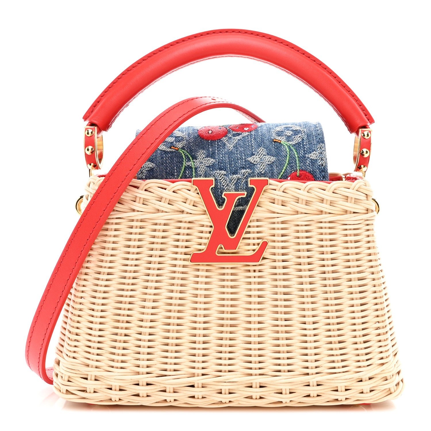 Louis Vuitton Louis Vuitton LV X TM Rattan Denim Calfskin Cerises Capucines Mini