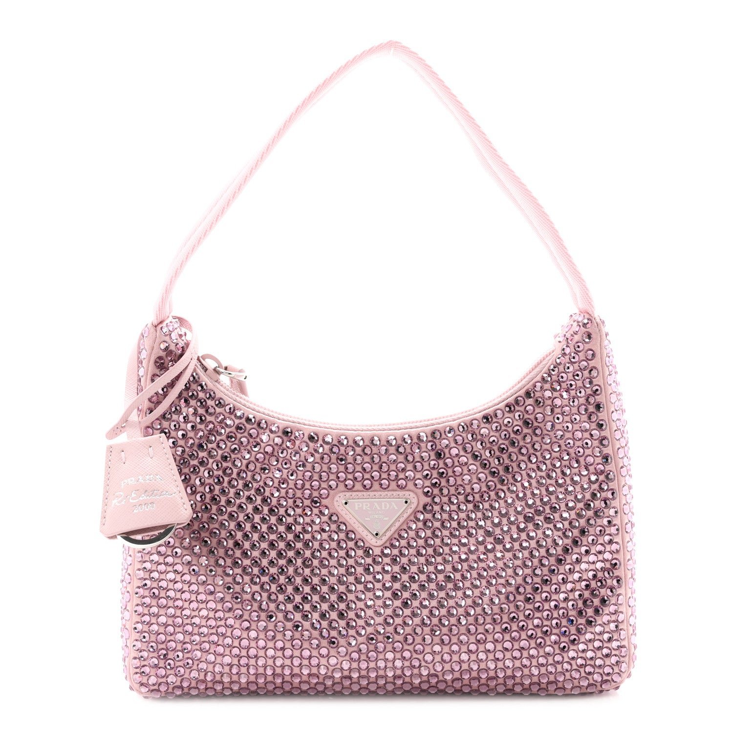 Satin Crystal Mini Re-Edition 2000 Bag Alabastro